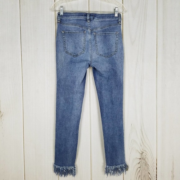 Free People Raw Fringe Hem Skinny Jeans Size 27 - Picture 3 of 10